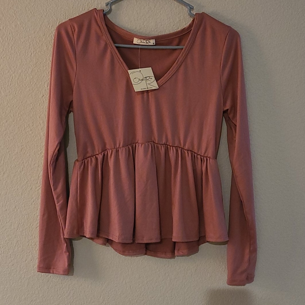 Olivia Rae Pink Long Sleeve, Casual Top